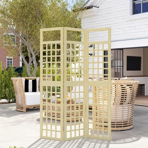 Outsunny 3-Panel Wooden Garden Privacy Screen