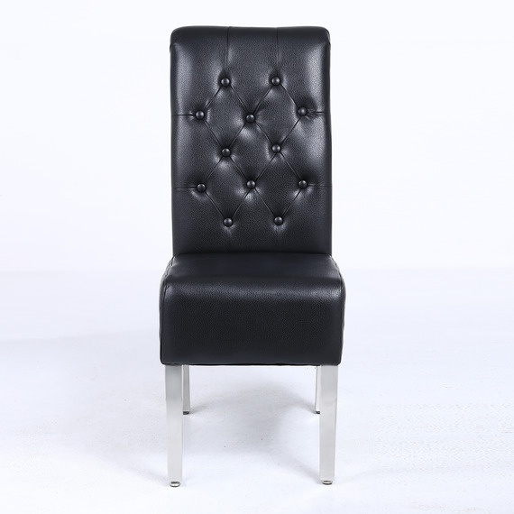 Set of 2 Sara Leather Aire Dining Chairs with Chrome Frame