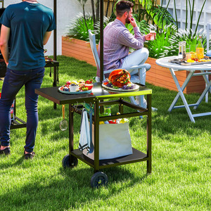 Outsunny BBQ Trolley with Foldable Side Table