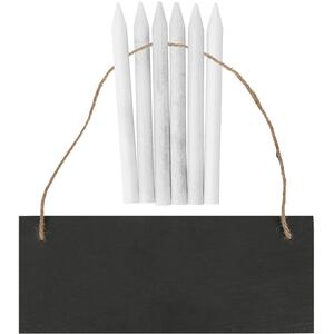 Rectangle Slate Memo Board with Rope and Chalk Pencils - 25cm x 10cm