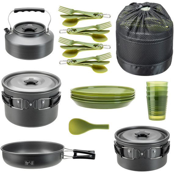 Camping Cookware 27Pc Set 4 Person with Kettle