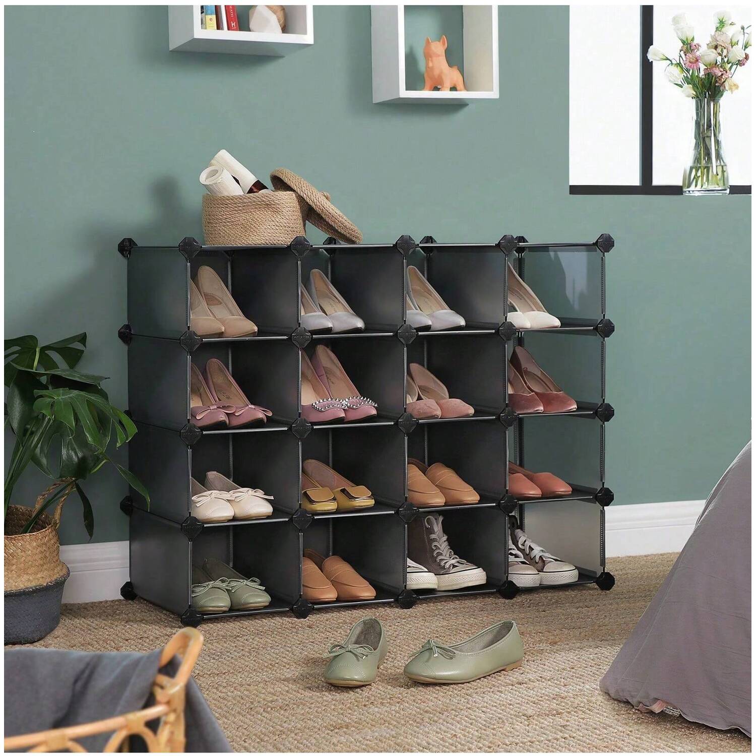 SONGMICS Stackable Shoe Rack Modular Storage Unit