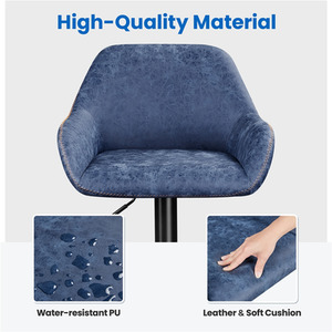 Blue Yaheetech 2PCS PU Leather Bar Stools with Backrest shot 9172200