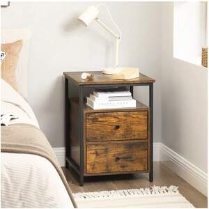 Bedside Table with Drawers and Compartment