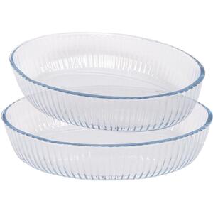 2pc Optical Oval Glass Oven Dish Set - 2 Sizes