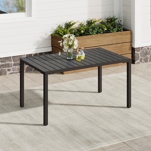 Wood Effect Outdoor Dining Table with Parasol Hole