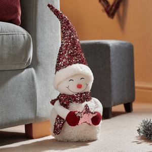 Large Soft Fabric Sitting Snow Girl Christmas Decoration