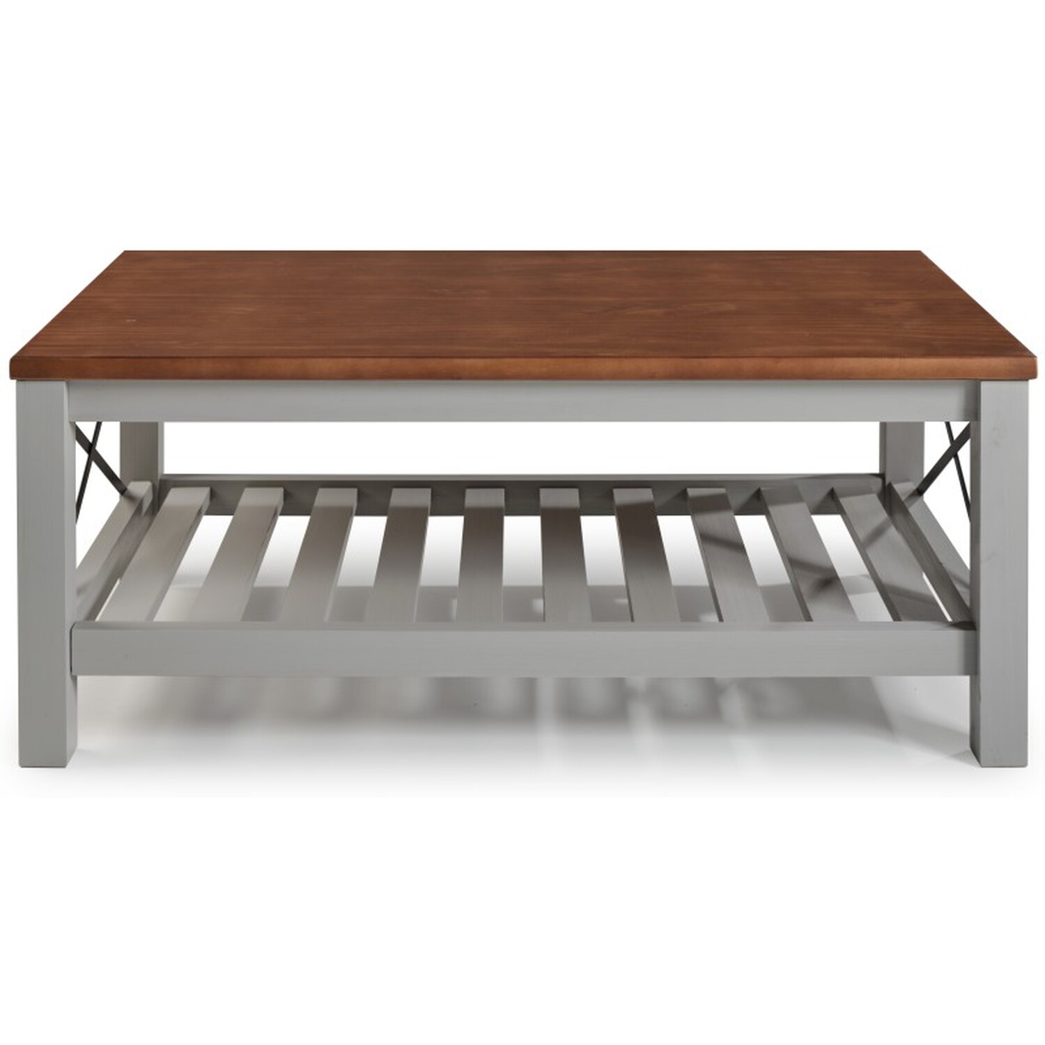 Cottage Large Coffee Table Solid Wood Wooden - Grey