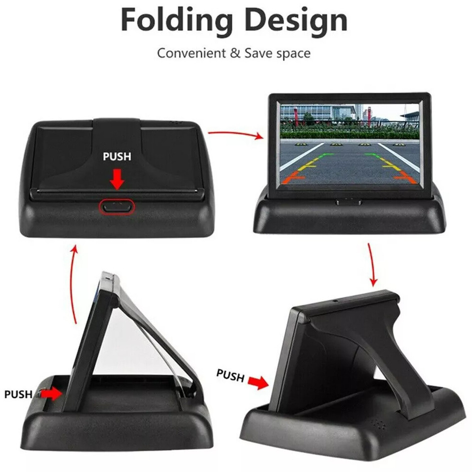 Small Reverse Camera Rear Panel Folding Rear View Reversing Camera Kit