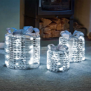 Christmas Glitter Twist Gift Boxes with Cool White LEDs