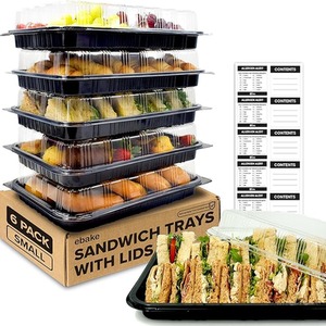 Black / 34cm / 6 Sandwich Platter Trays with Lids shot 10171039