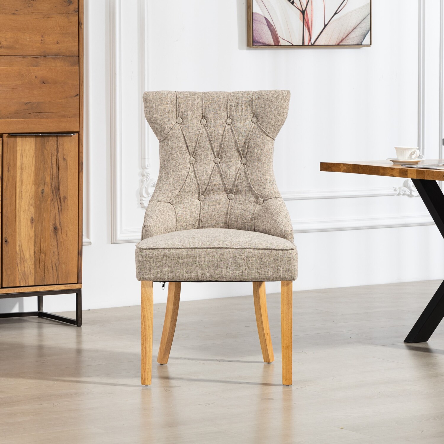 Tiana Fabric Dining Chairs - Set Of 2 - Light Brown