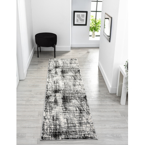 Obsidian Modern Low Pile Area Rug - Oblique Abstract Design Grey Rug