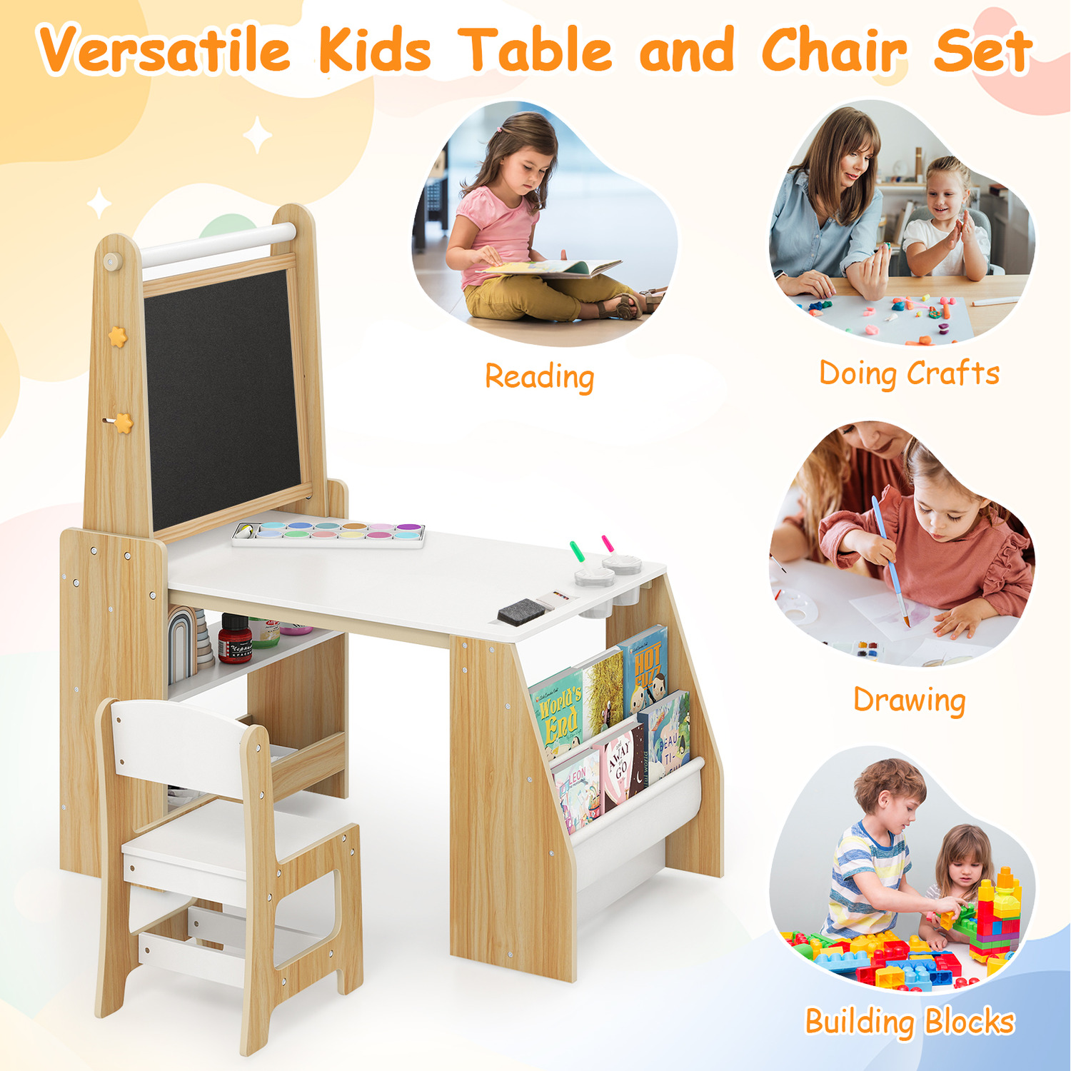 Kids Art Table Chair Set - Natural