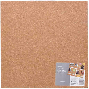 wilko Pack of 4 Cork Wall Tiles