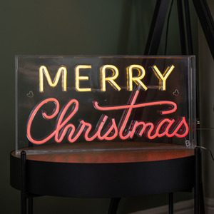 Light up Merry Christmas Neon Flex Sign in Warm White and Red