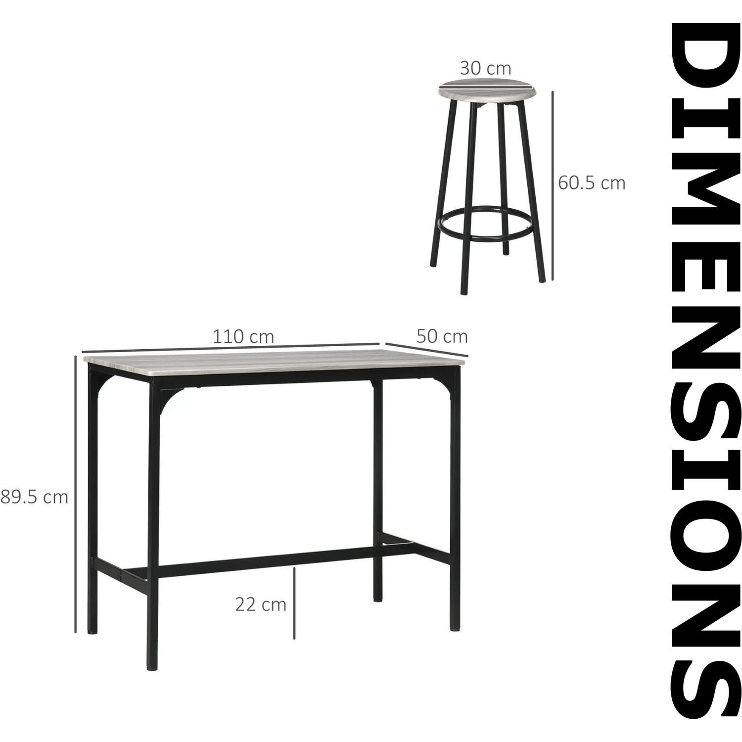 5 Piece Industrial Dining Set - Grey