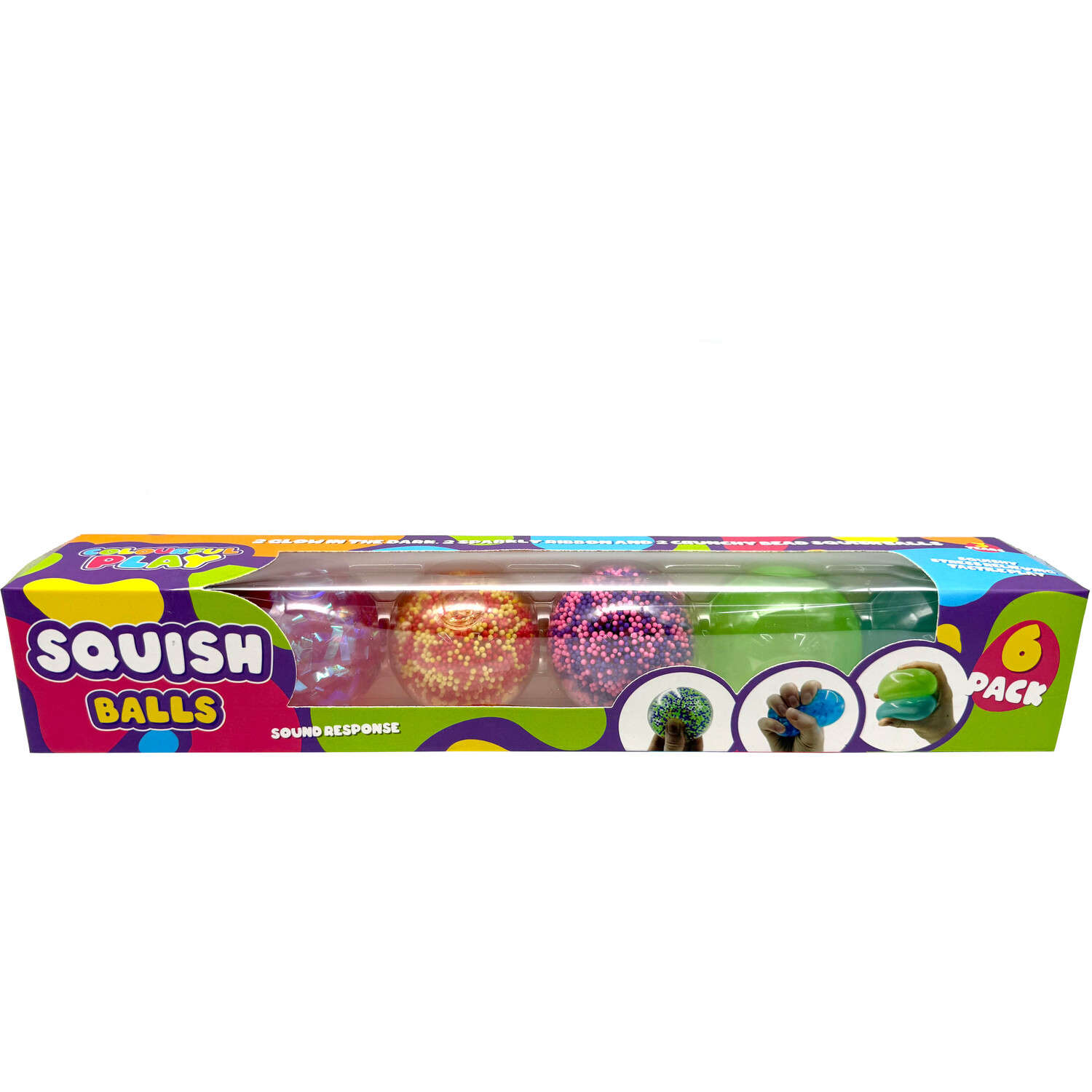 Pack Of 6 Colourful Play Squish Balls