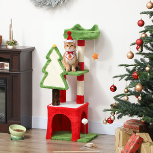 PawHut 103cm Christmas Cat Tree with Scratching Post and Board