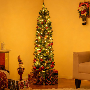 Pencil Shape Pre-lit Artificial Christmas Tree