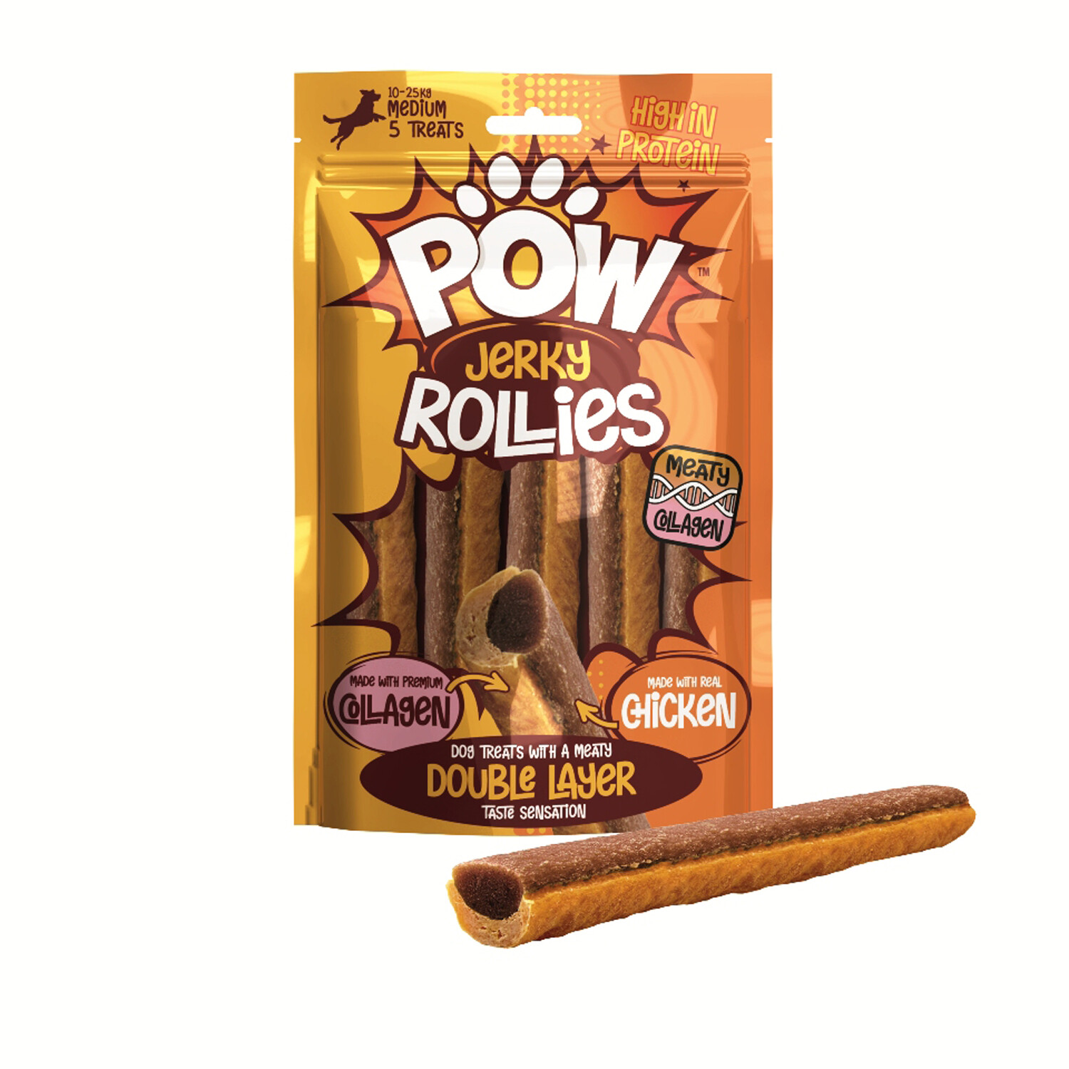 Pow Jerky Rollies Dog Treats - Chicken