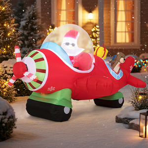 7.2 Ft Animated Inflatable Santa on Plane