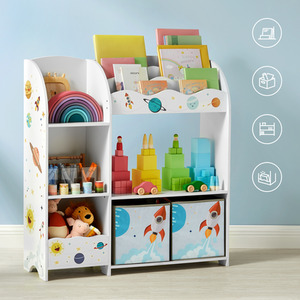 SONGMICS Kids Book and Toy Organizer with Storage Boxes