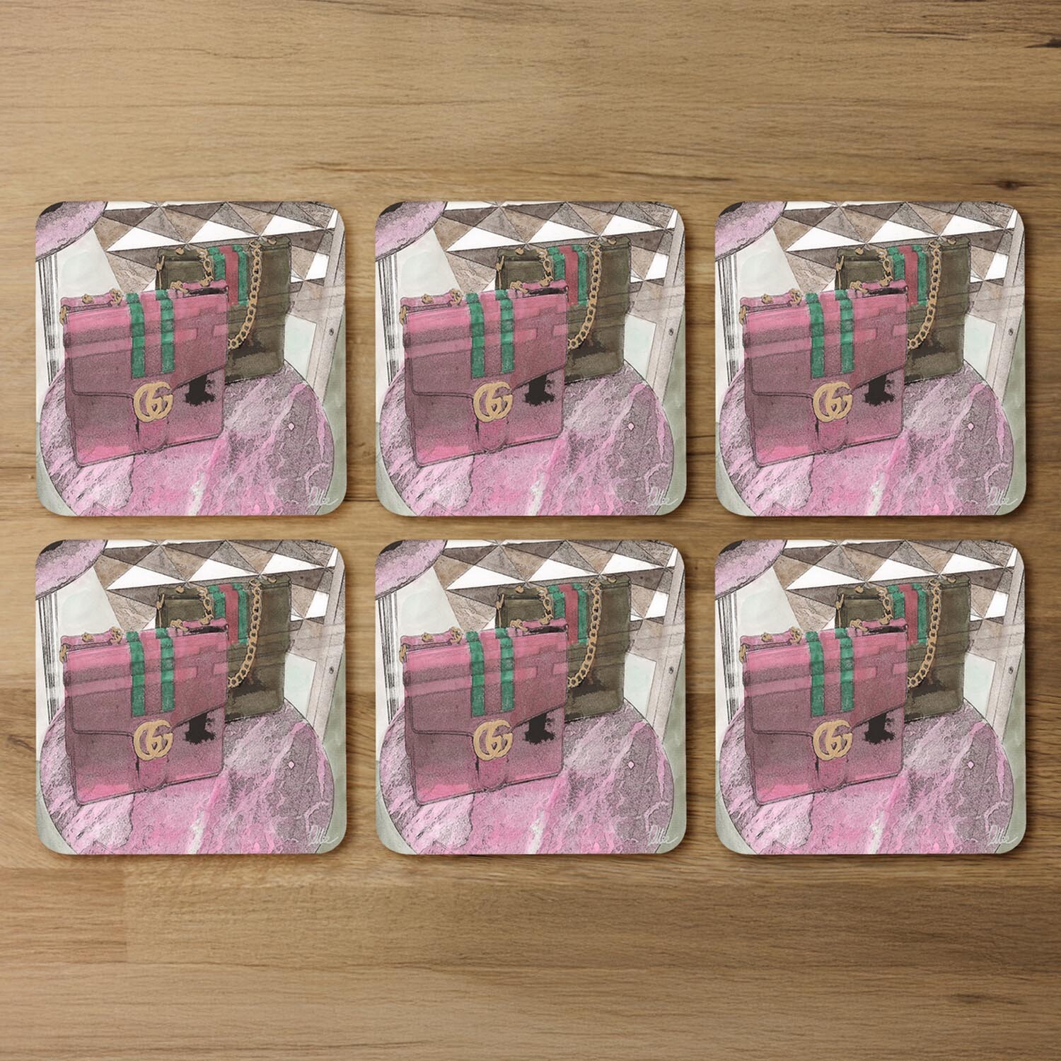 Bag Selection Coaster - Pink