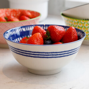 Set of 4 KitchenCraft Blue and White Greek Style Ceramic Bowls