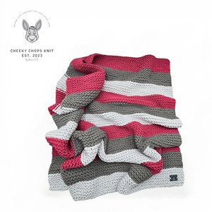 Large Grape Dark Grey Light Grey Striped Baby Blanket