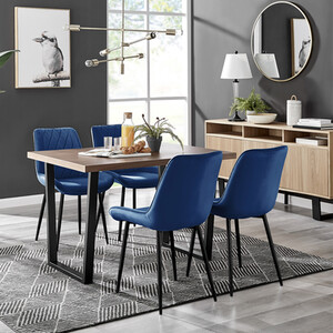 Kylo Brown Wood Effect Dining Table  4 Pesaro Black Leg Chairs