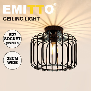 Emitto Industrial Ceiling Light Metal Cage Semi Flush 28cm