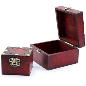 Set of 2 Vintage Gothic Square Boxes Antique StyleTrinket Gift Boxes