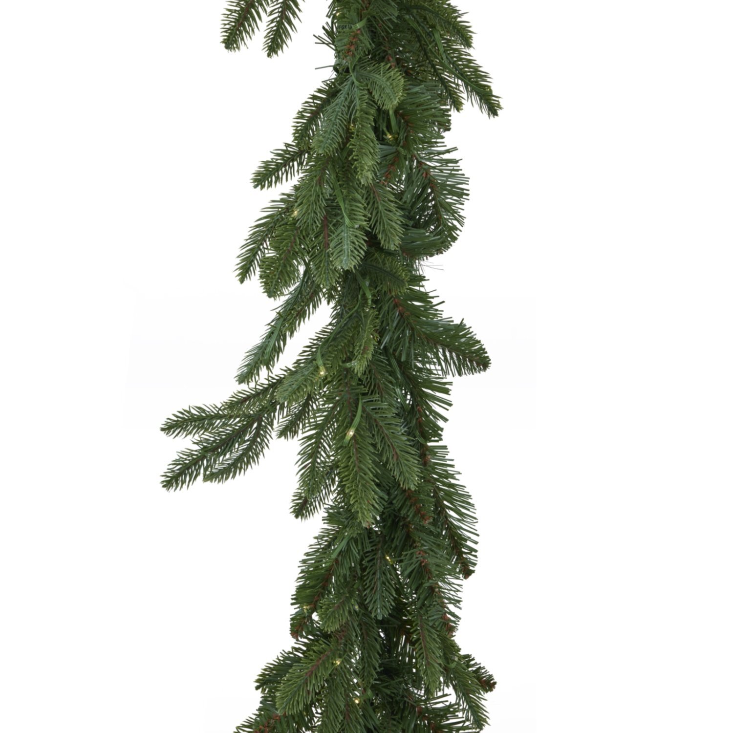 Green Pre Lit Woodland Fir Garland with LED Lights for Festive Decor - Green