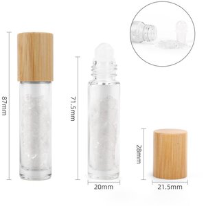 Rock Quartz Essential Oil Roller Bottle with Wooden Cap Healing Aromatherapy