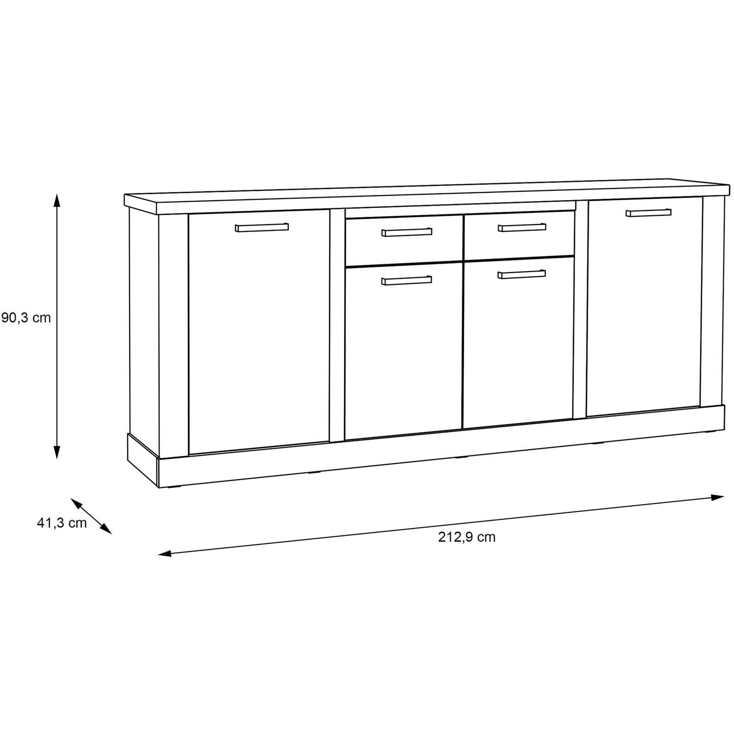 Wyld Haus Seoul Artisan Oak 4-Door 2-Drawer Sideboard Matt 2130mm - Natural