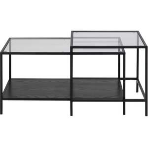 Wyld Haus El Paso 2-Piece Nesting Coffee Tables, Tempered Glass Top, Matte Black Frame