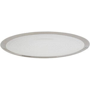 Ida Embossed Glass Coupe Charger Plate with Silver Rim
