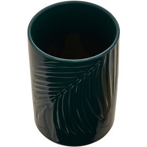 Bali Dark Green Medium Storage Jar With Bamboo Lid