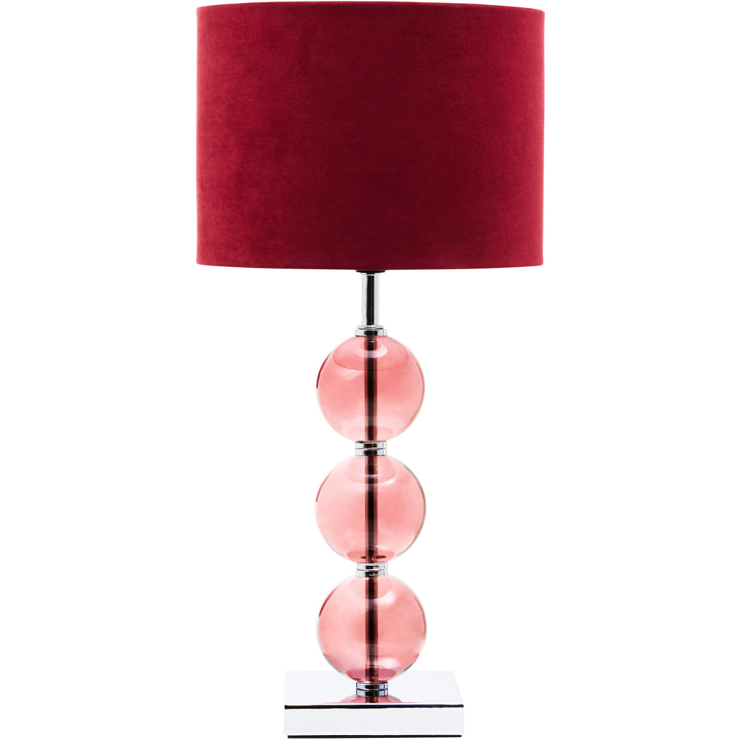 Mistro Burgundy Suede Effect Shade Table Lamp - Red