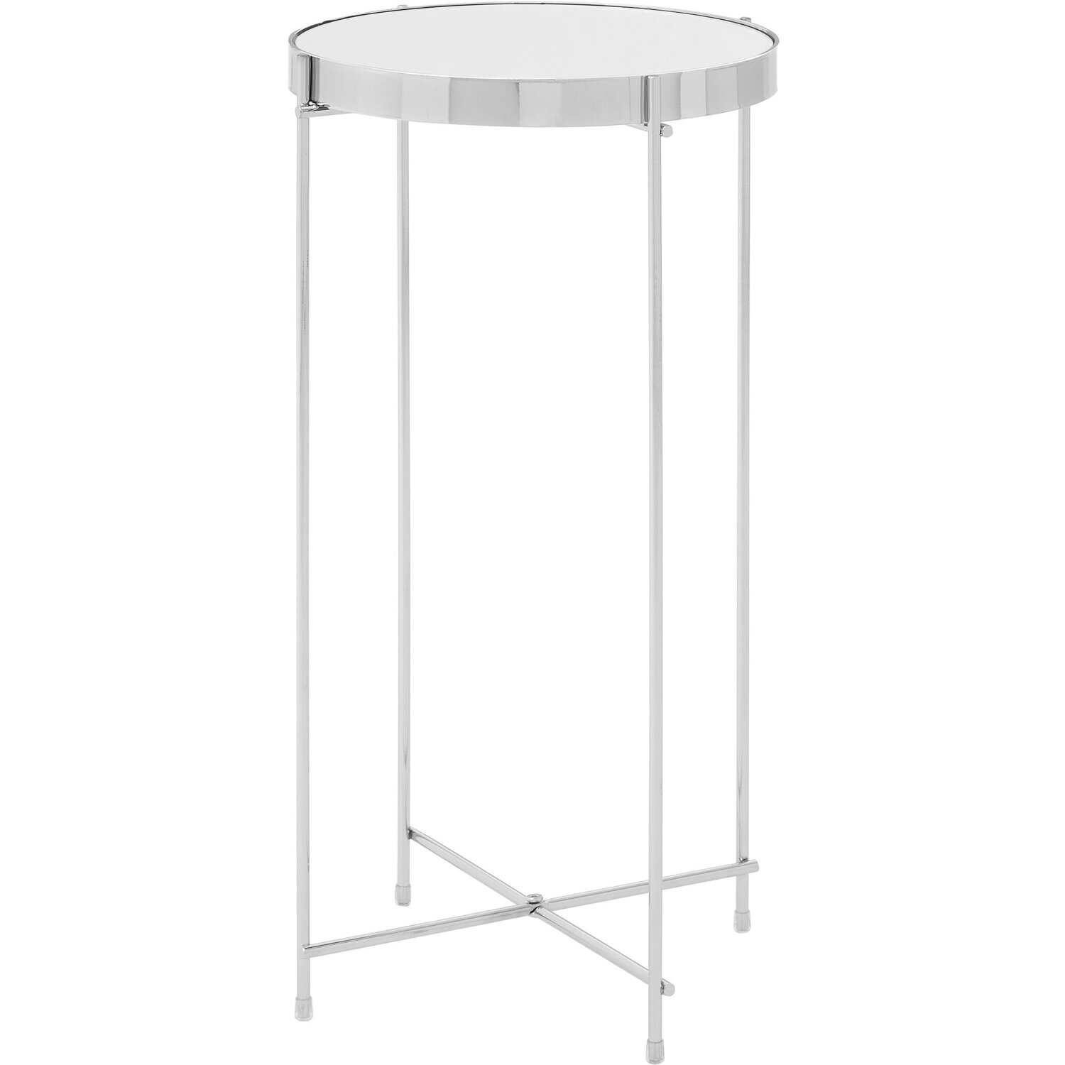 Allure Silver Mirror Tall Side Table - Silver