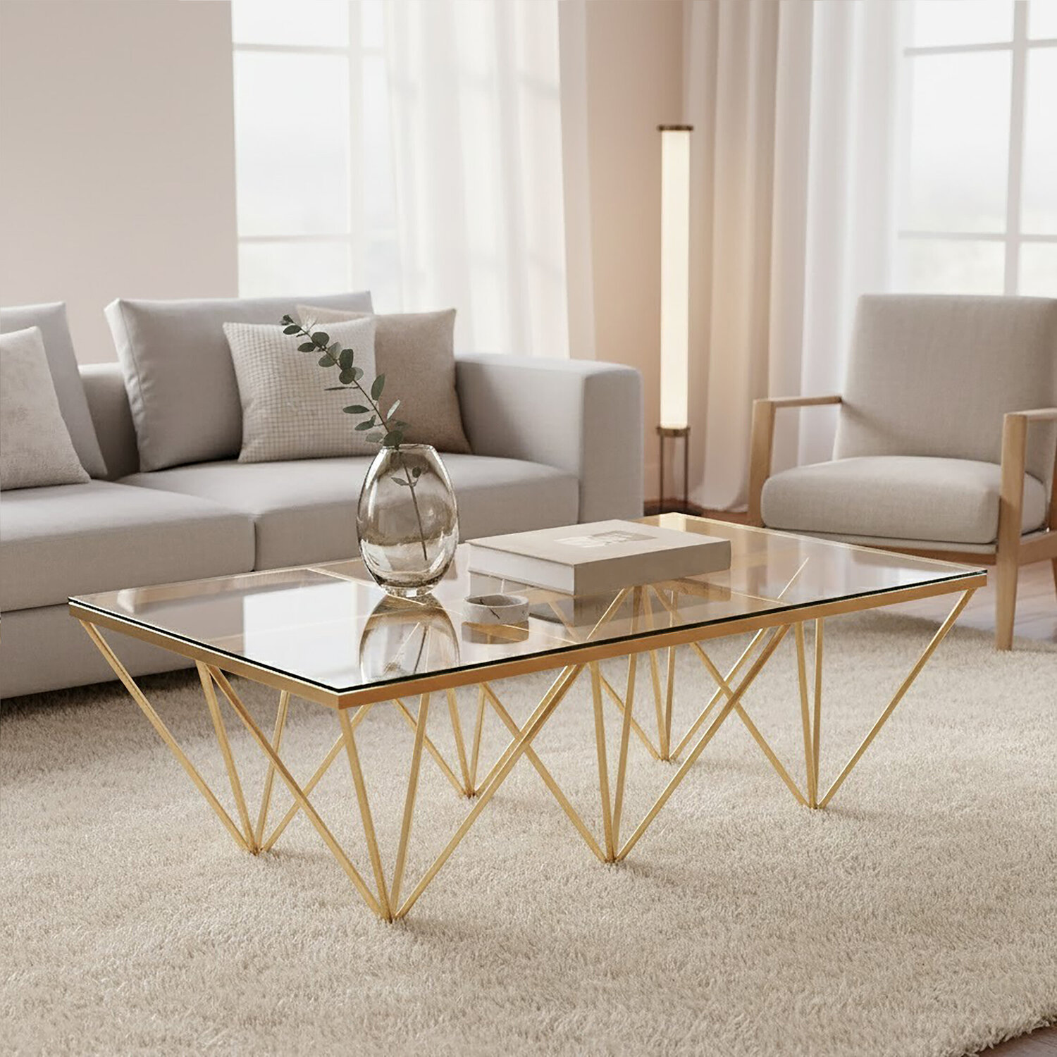 Allure Gold Prismatic Coffee Table - Gold