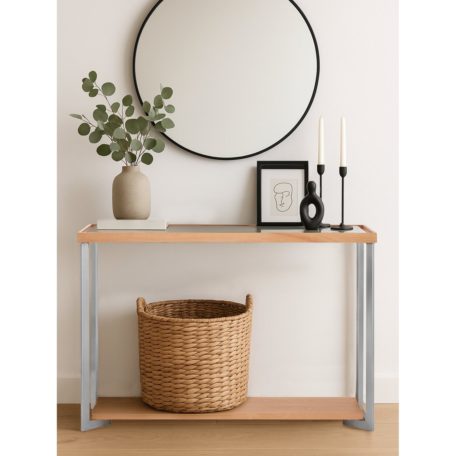 Kensington Townhouse Mirrored Top Console Table - Brown