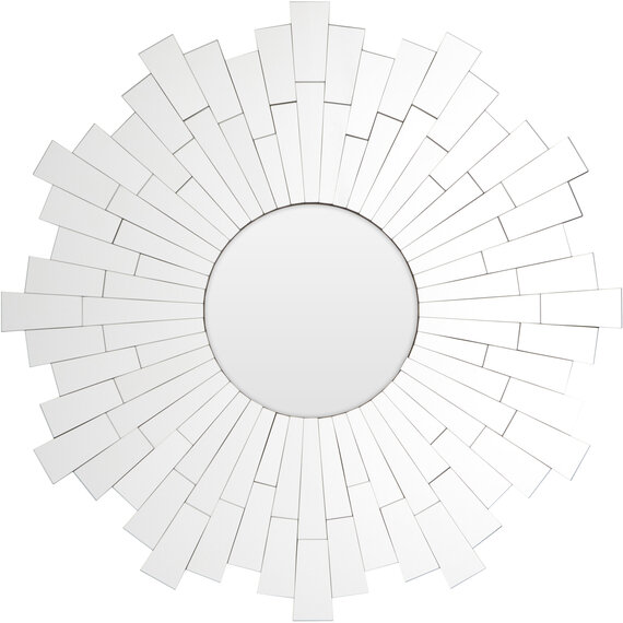 Glitzy Sunburst Design Round Wall Mirror