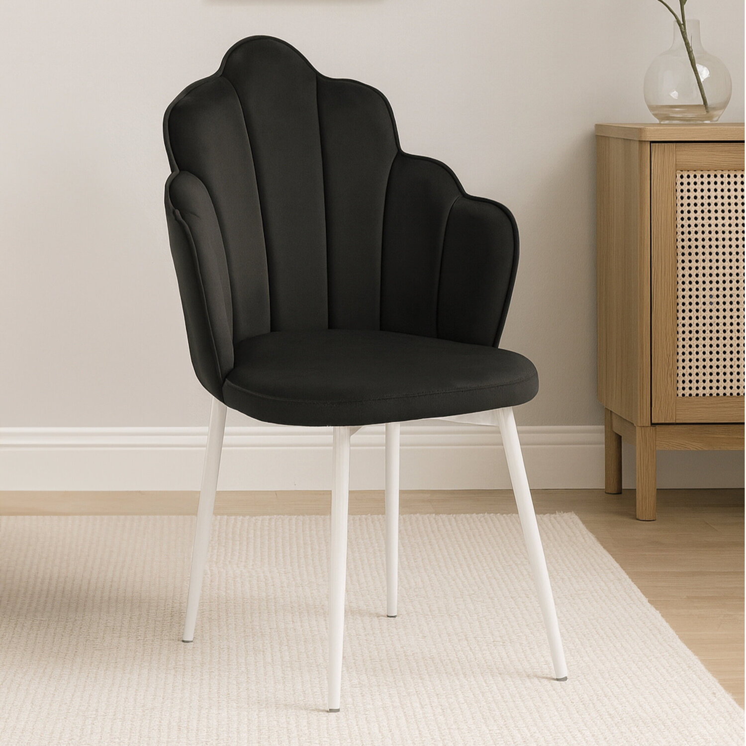 Tian Black Velvet Chair - Black