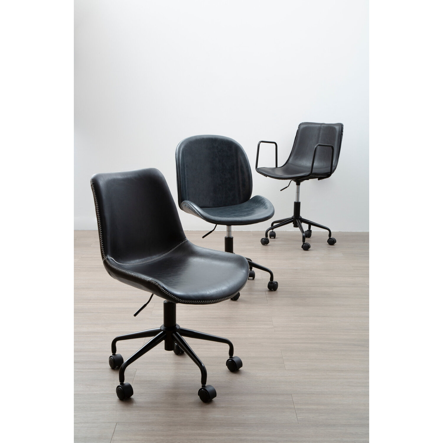 Branson Black Leather Effect Home Office Chair - Black