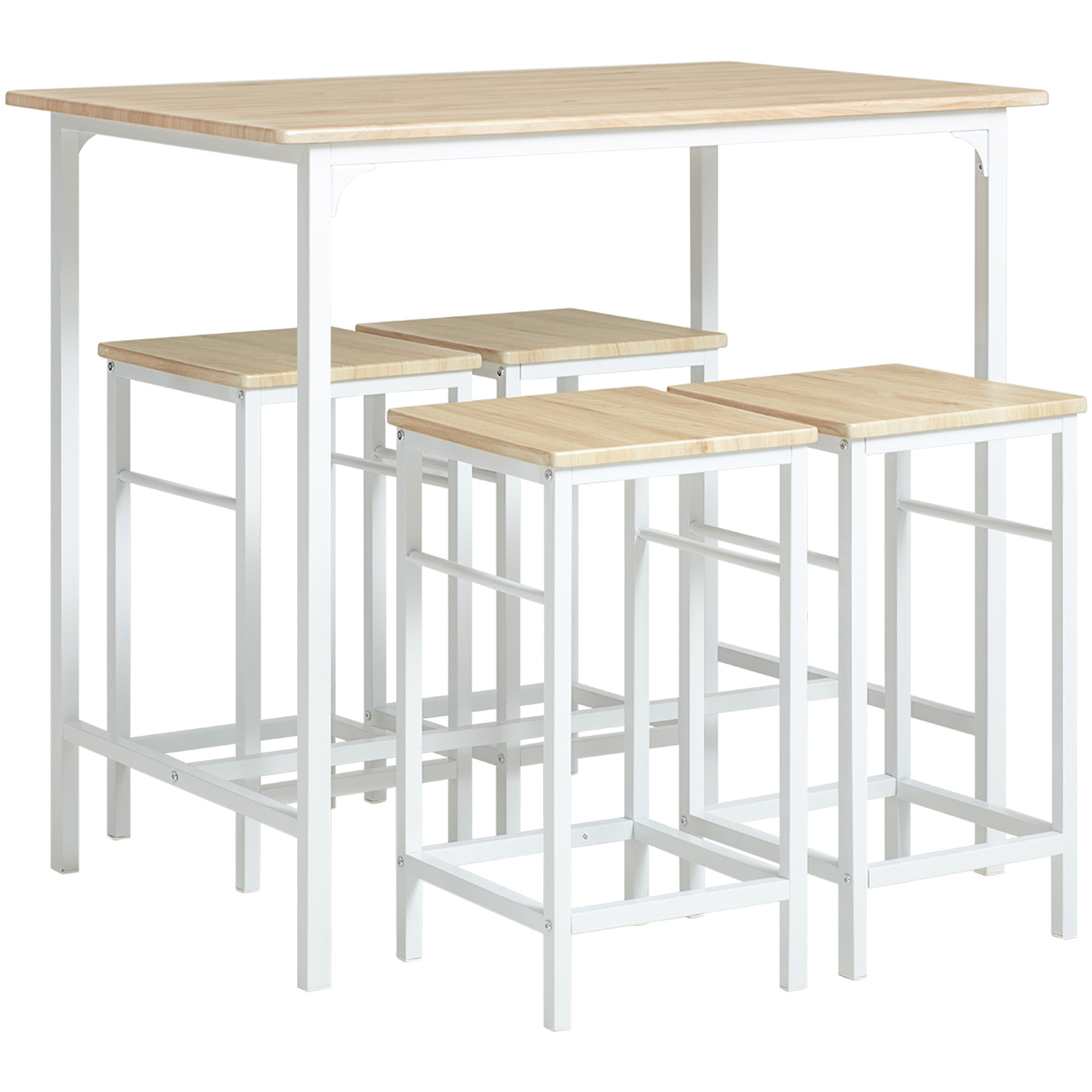 Sobuy Breakfast Bar Table With 4 Stools - Light Oak
