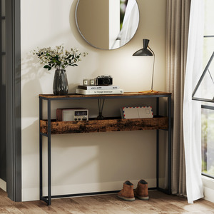 VASAGLE 2-Tier Entryway Table, Narrow Console Table, Semi-Open Compartments