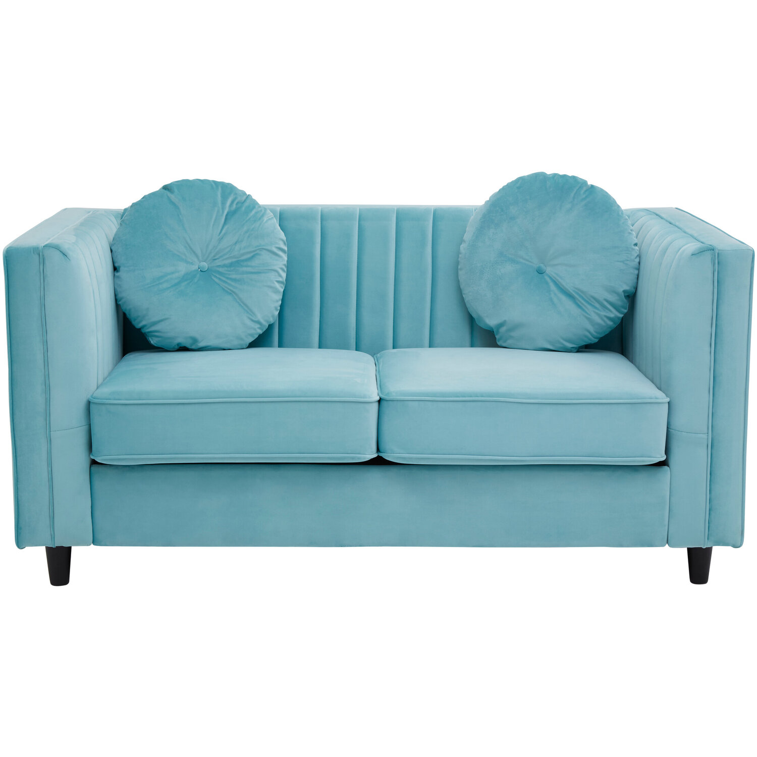 Farah Two Seat Green Velvet Sofa - Green