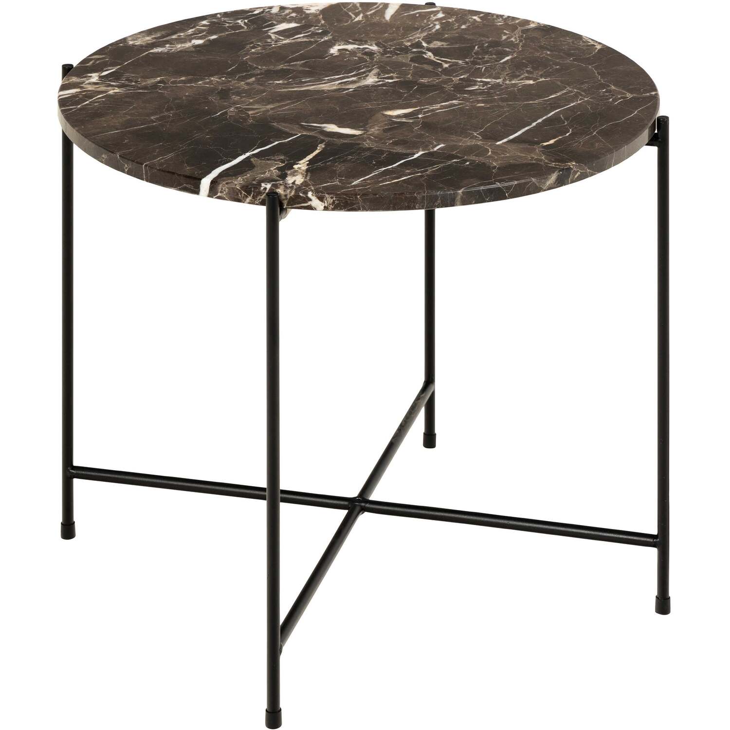 Verona Round Emperador Marble Side Table - Black